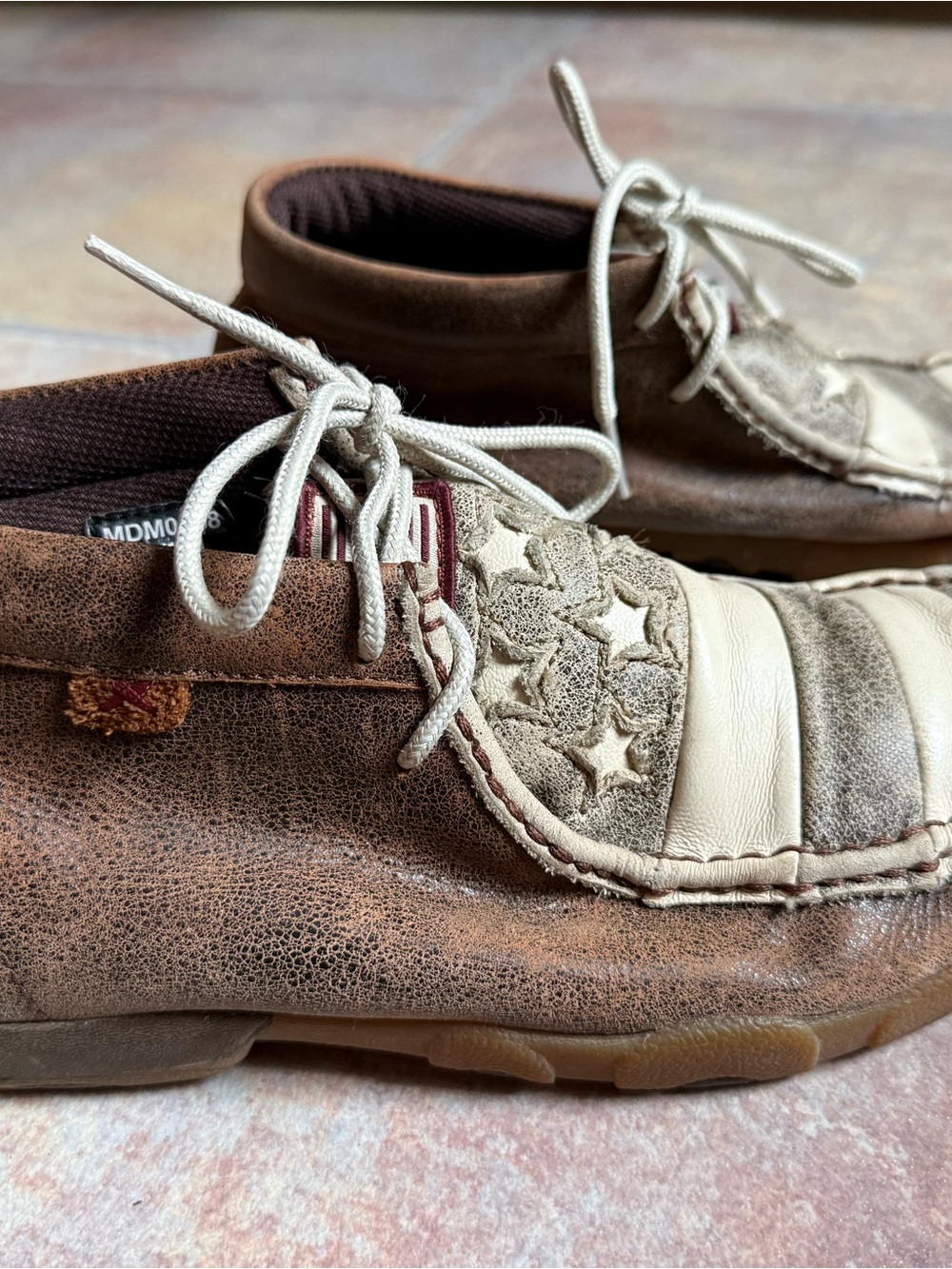 Twisted X Brown and Cream Moc Toe Lace-Up Men's Shoes